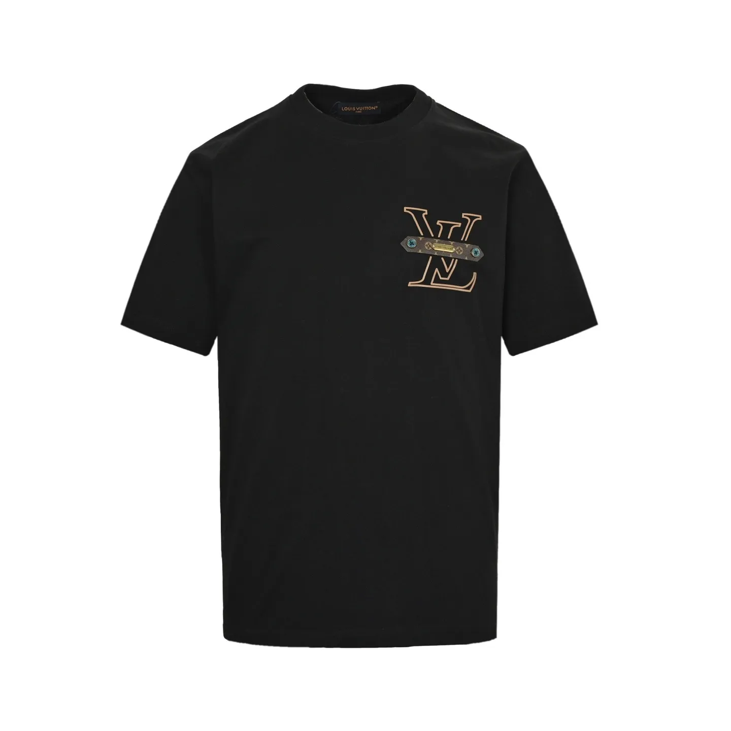 Louis Vuitton/Louis Vuitton 25ss chest letter printed presbyopia leather short sleeves